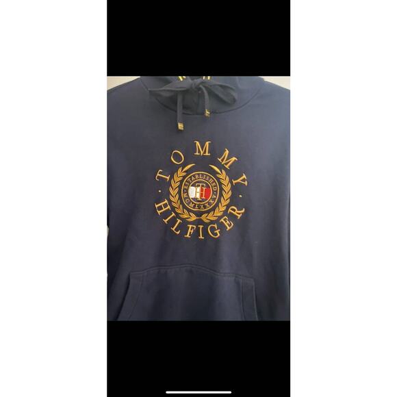 Tommy Hilfiger Mens Pullover Hoodie Long Sleeve Embroidered Black Size Small P - Picture 2 of 4